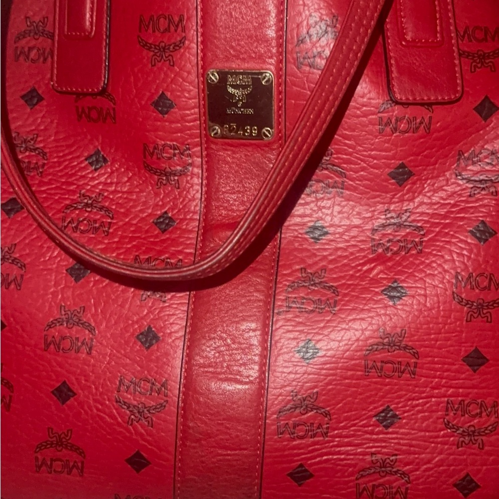 MCM Scarlet Leather Tote